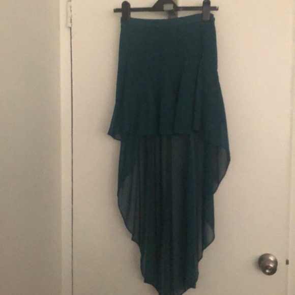 3for$30| ASOS women turquoise high low skirt US 4 - Picture 1 of 4
